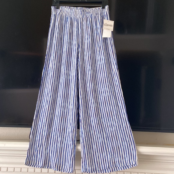 STRIPED WIDE LEG LIGHT PANTS - Picture 2 of 9